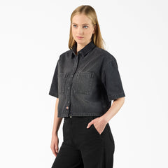 Women's Cropped Denim Work Shirt