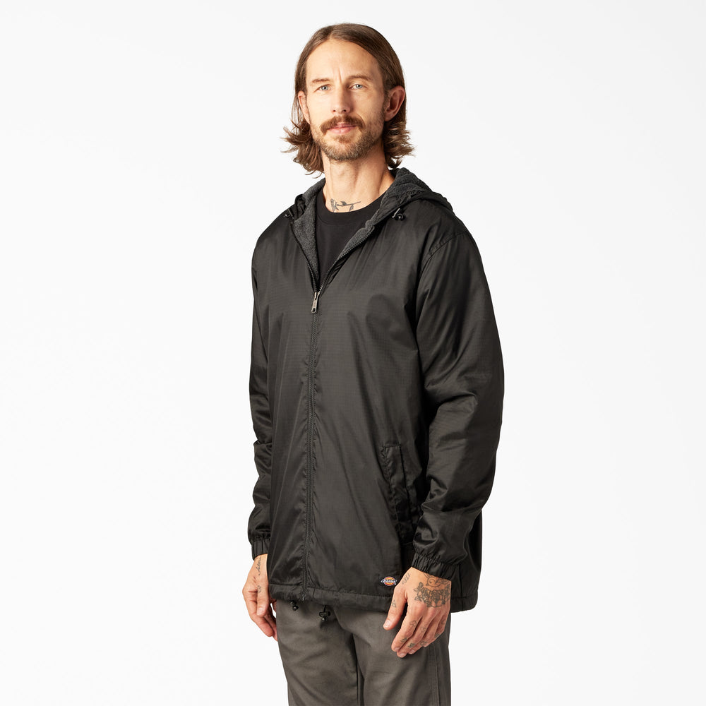 Fleece Lined Nylon Hooded Jacket