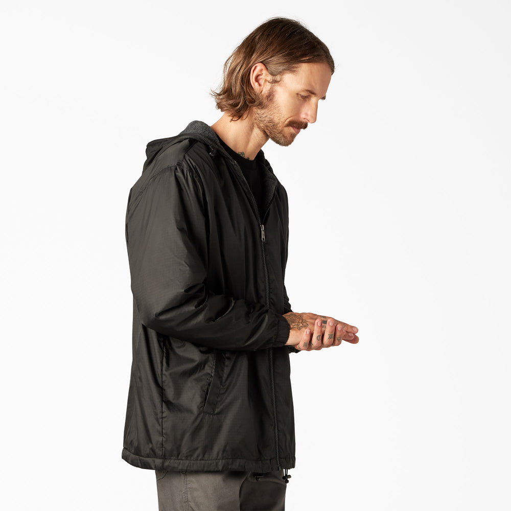 Fleece Lined Nylon Hooded Jacket