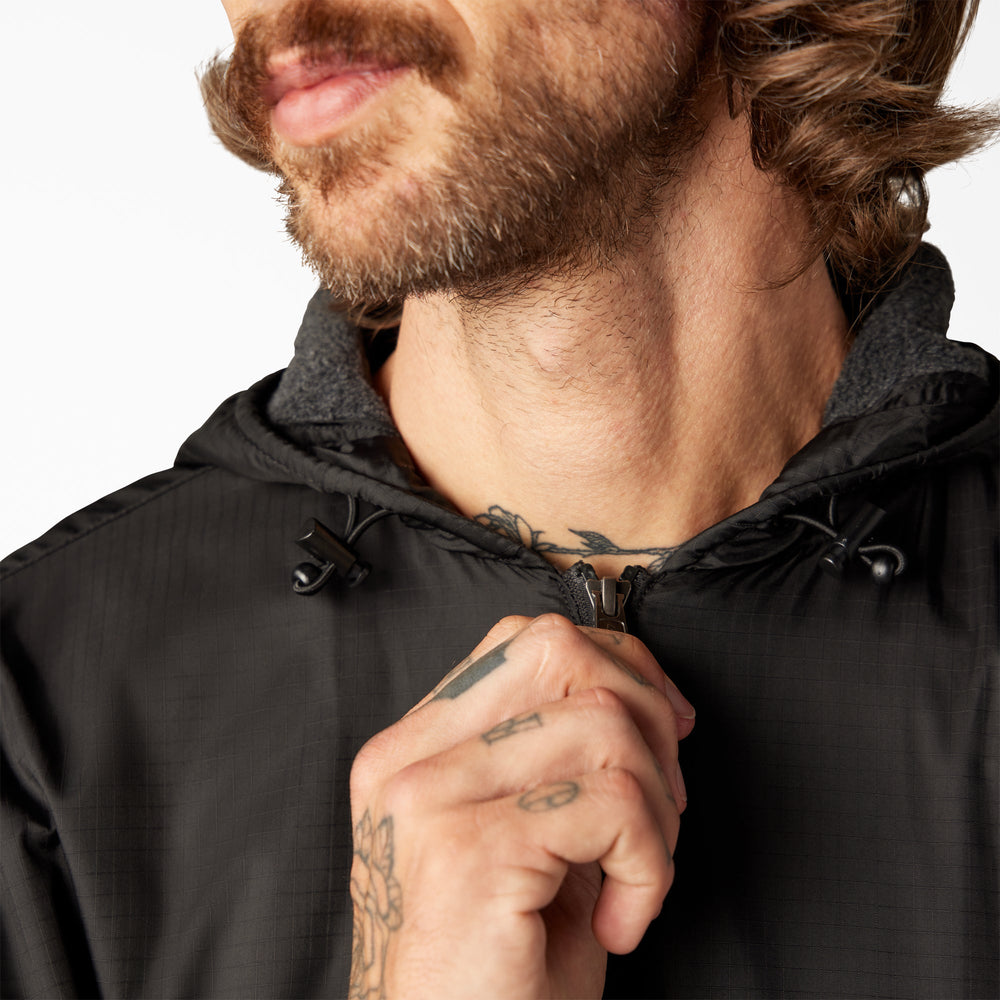 Fleece Lined Nylon Hooded Jacket