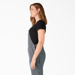 Women's Hickory Stripe Boyfriend Fit Bib Overalls