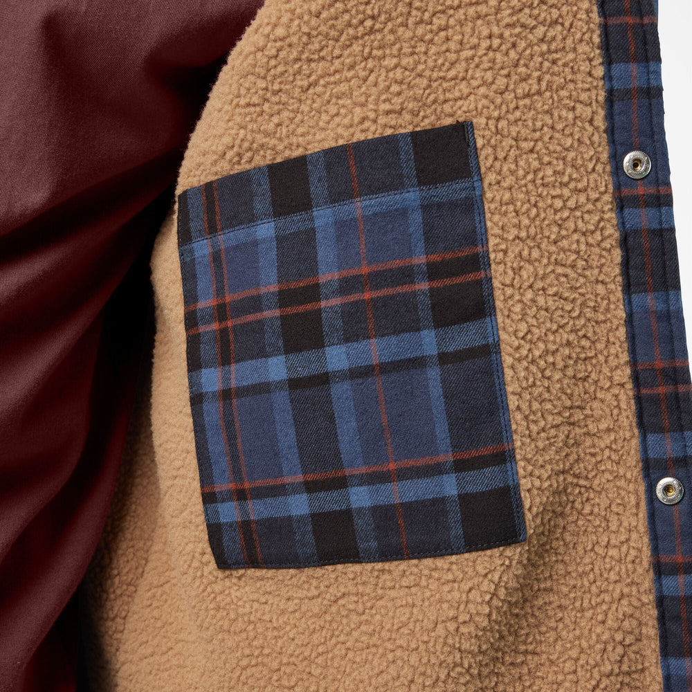 Water Repellent Fleece-Lined Flannel Shirt Jacket