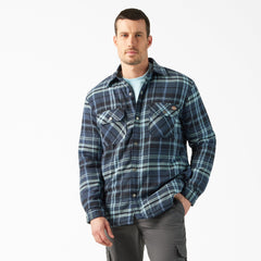 Water Repellent Fleece-Lined Flannel Shirt Jacket