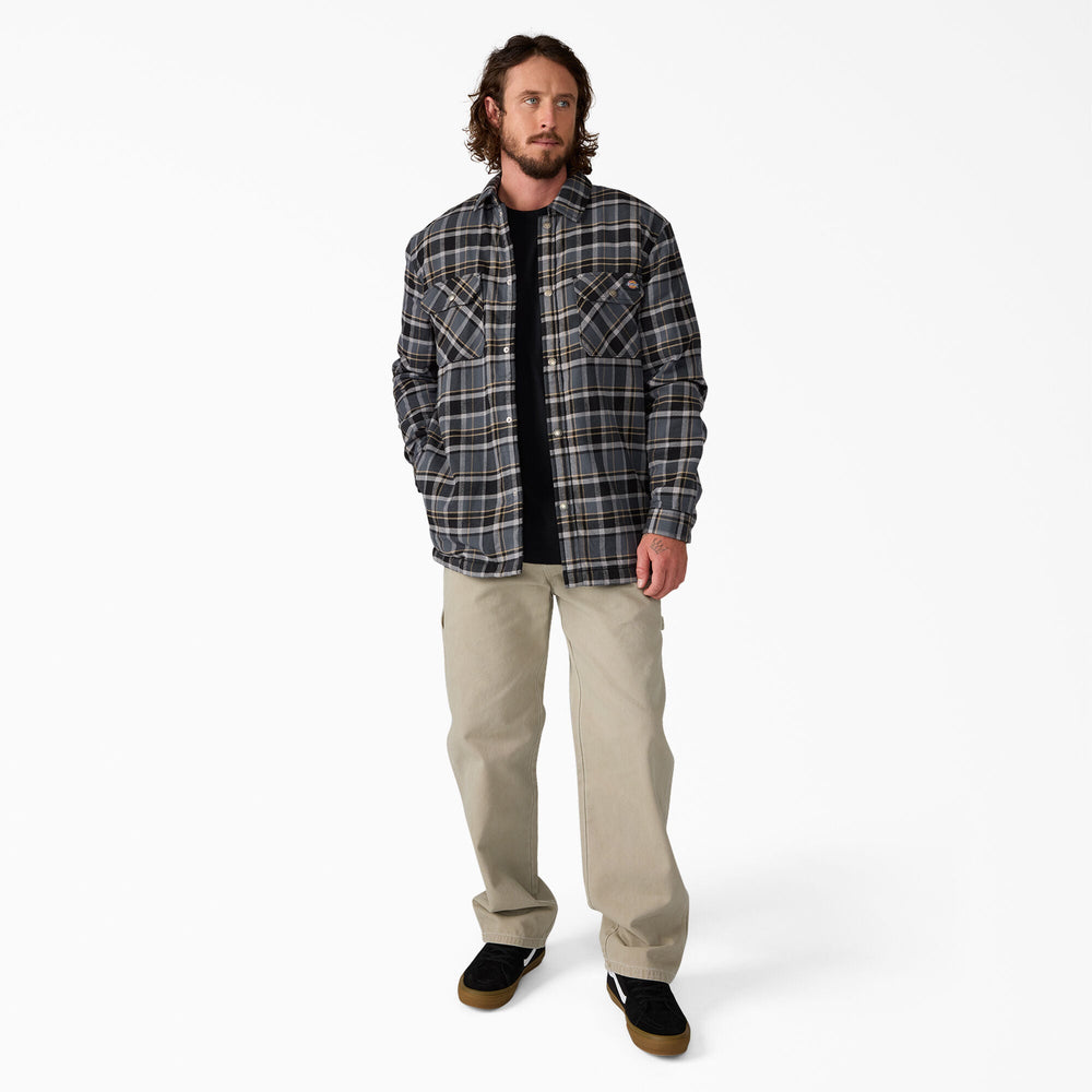 Water Repellent Fleece-Lined Flannel Shirt Jacket