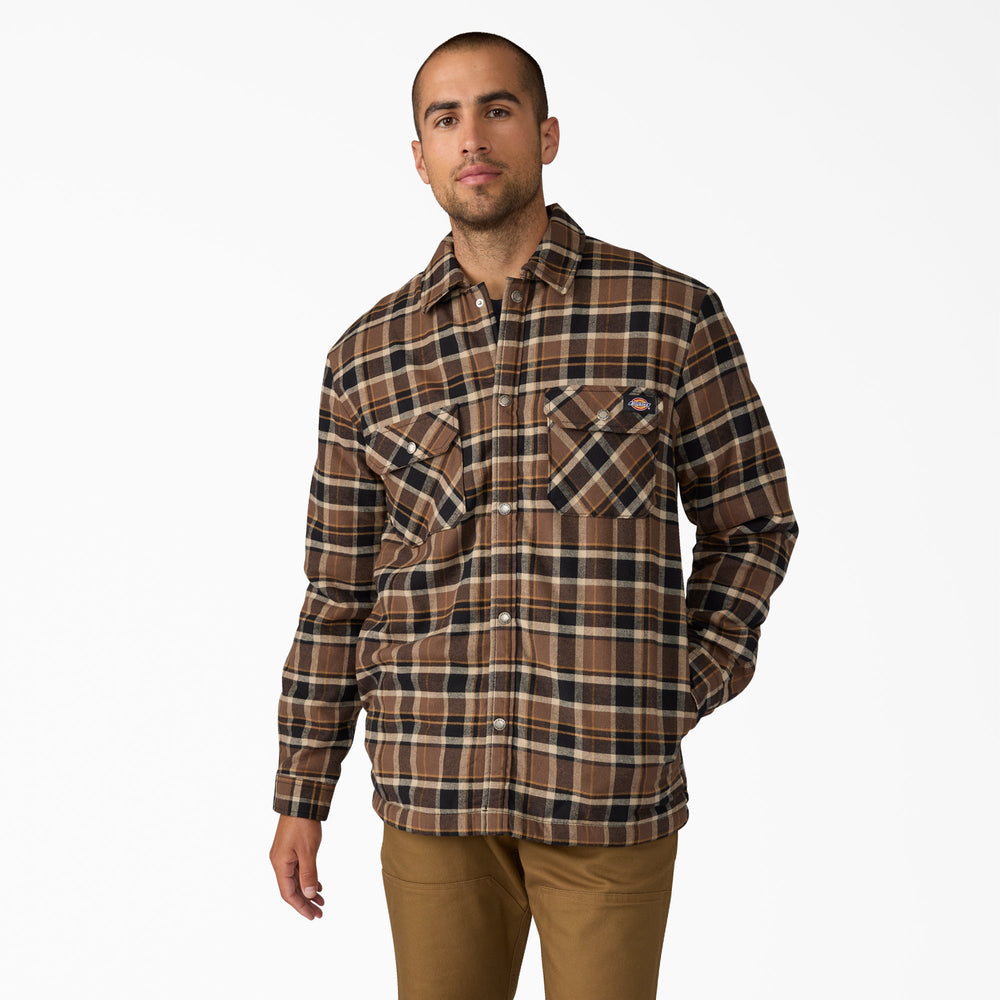 Water Repellent Fleece-Lined Flannel Shirt Jacket