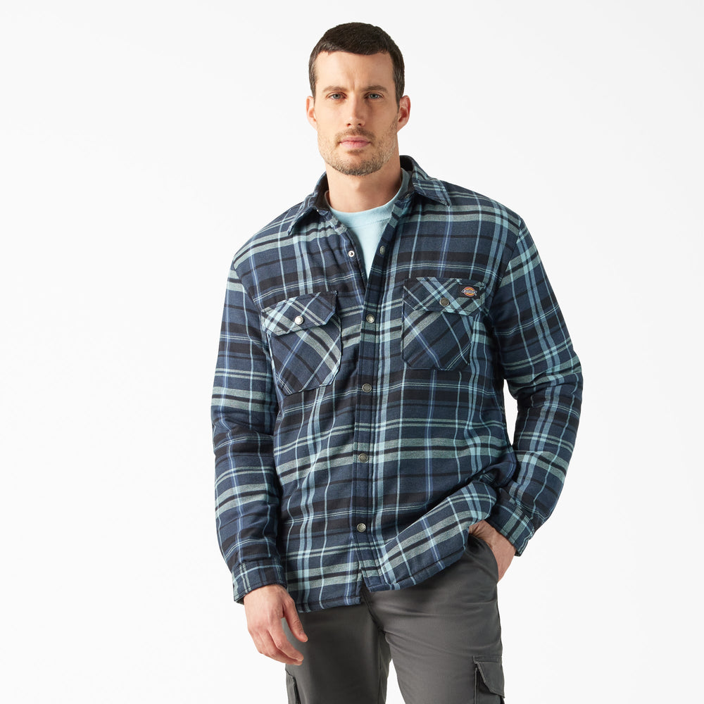 Water Repellent Fleece-Lined Flannel Shirt Jacket