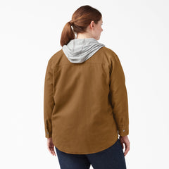 Women's Plus Duck Hooded Shirt Jacket