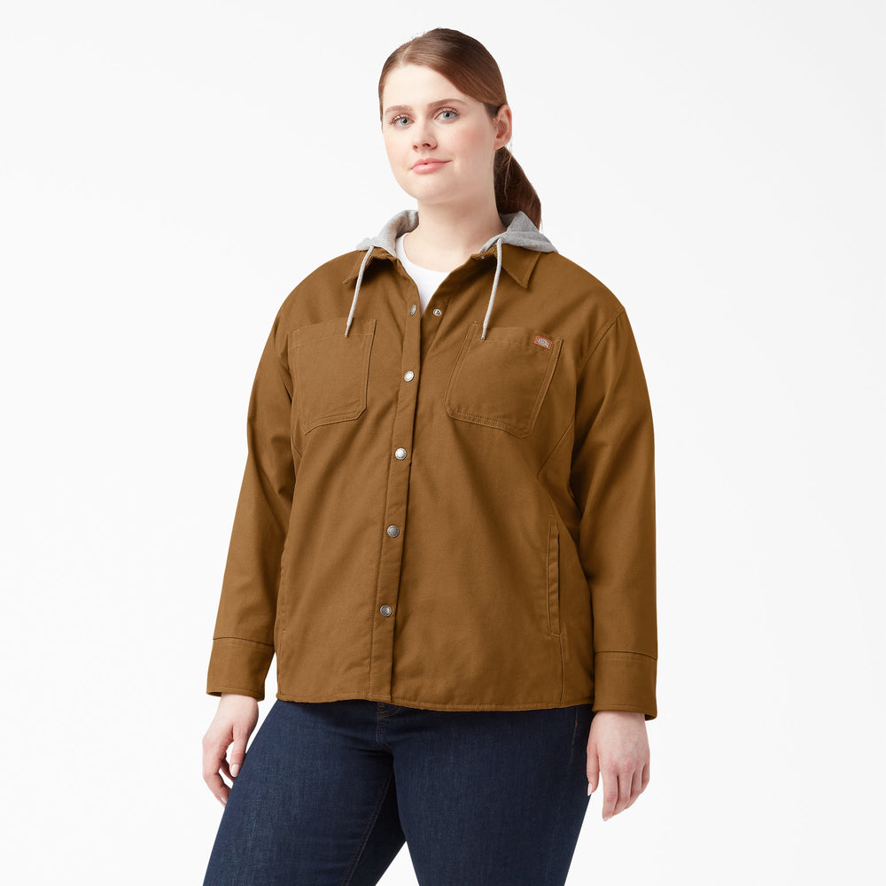 Women's Plus Duck Hooded Shirt Jacket