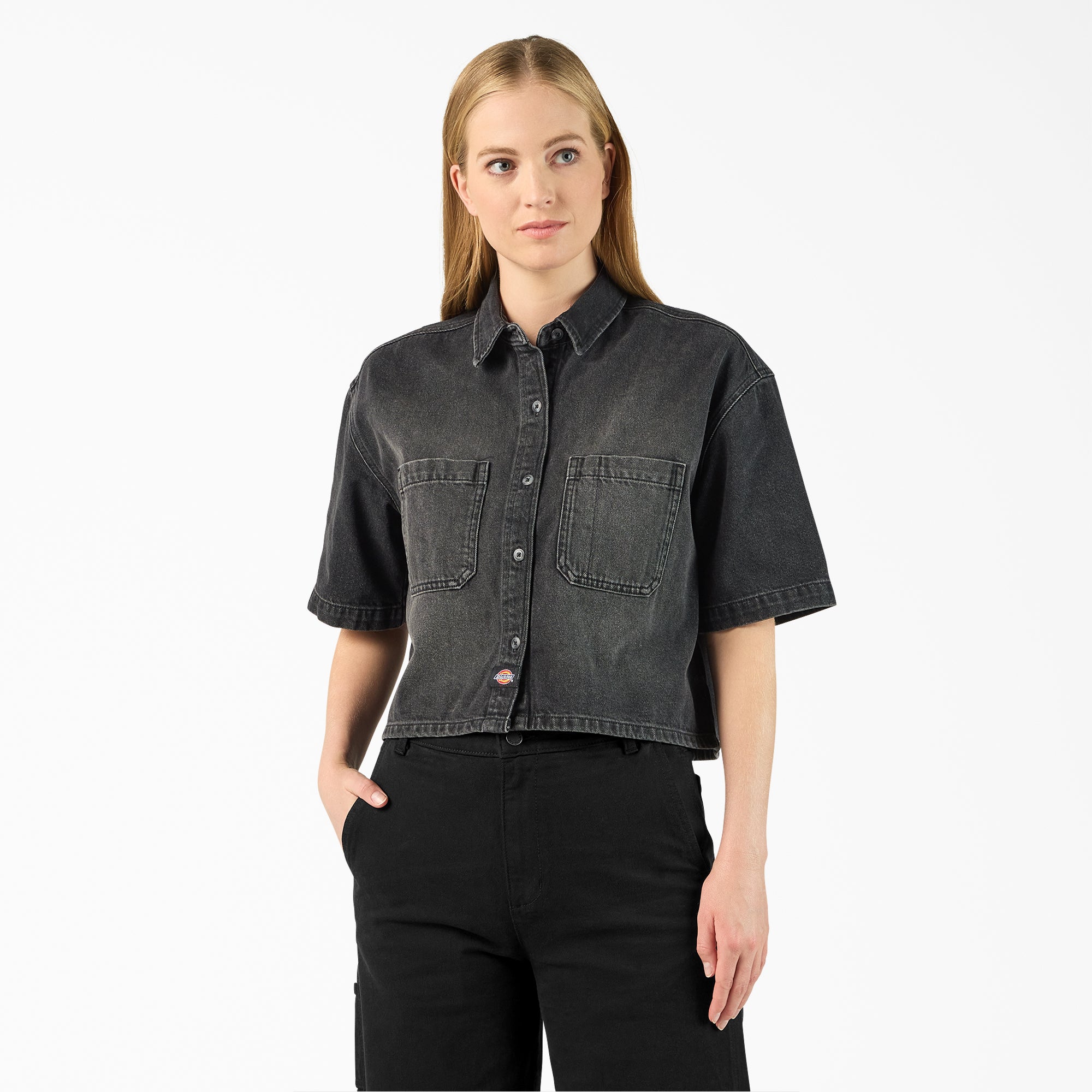 Women's Cropped Denim Work Shirt