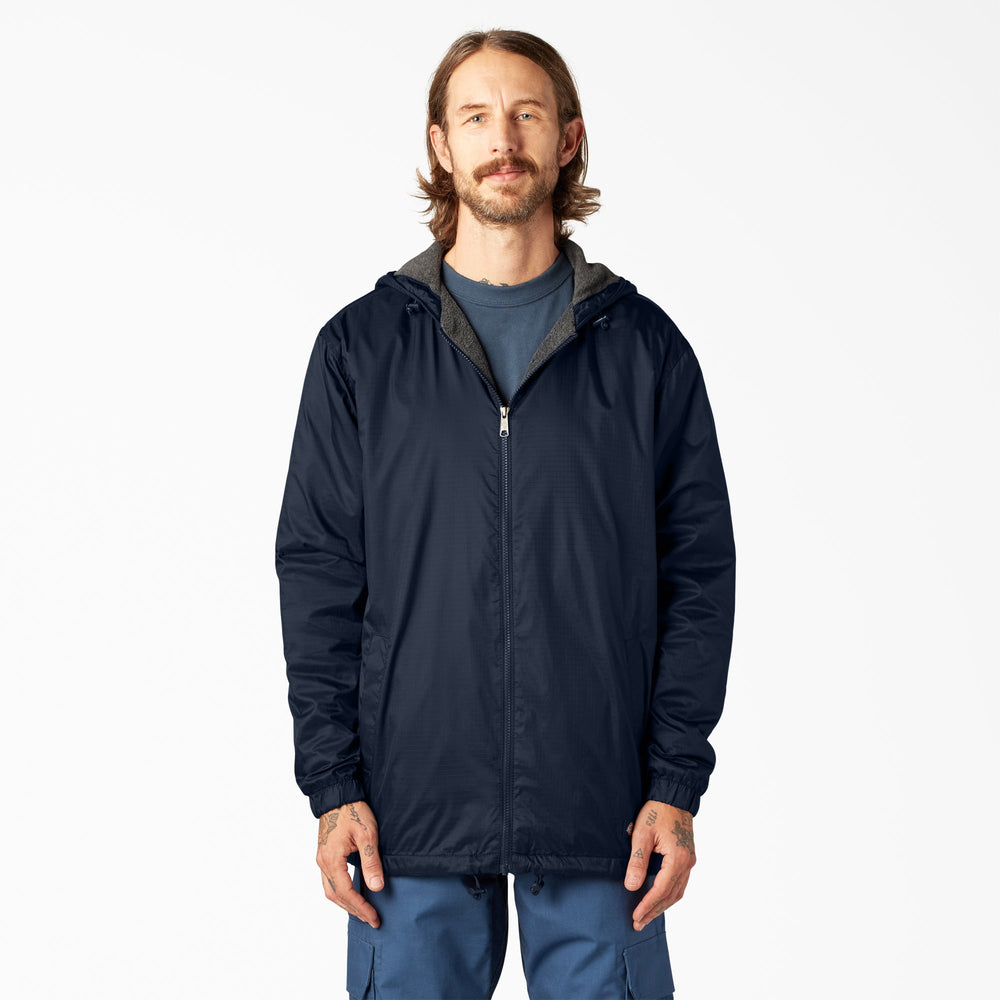 Fleece Lined Nylon Hooded Jacket