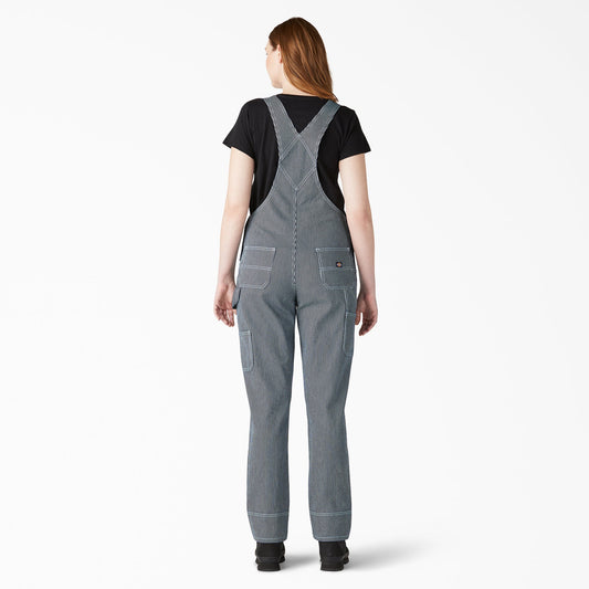 Women's Hickory Stripe Boyfriend Fit Bib Overalls
