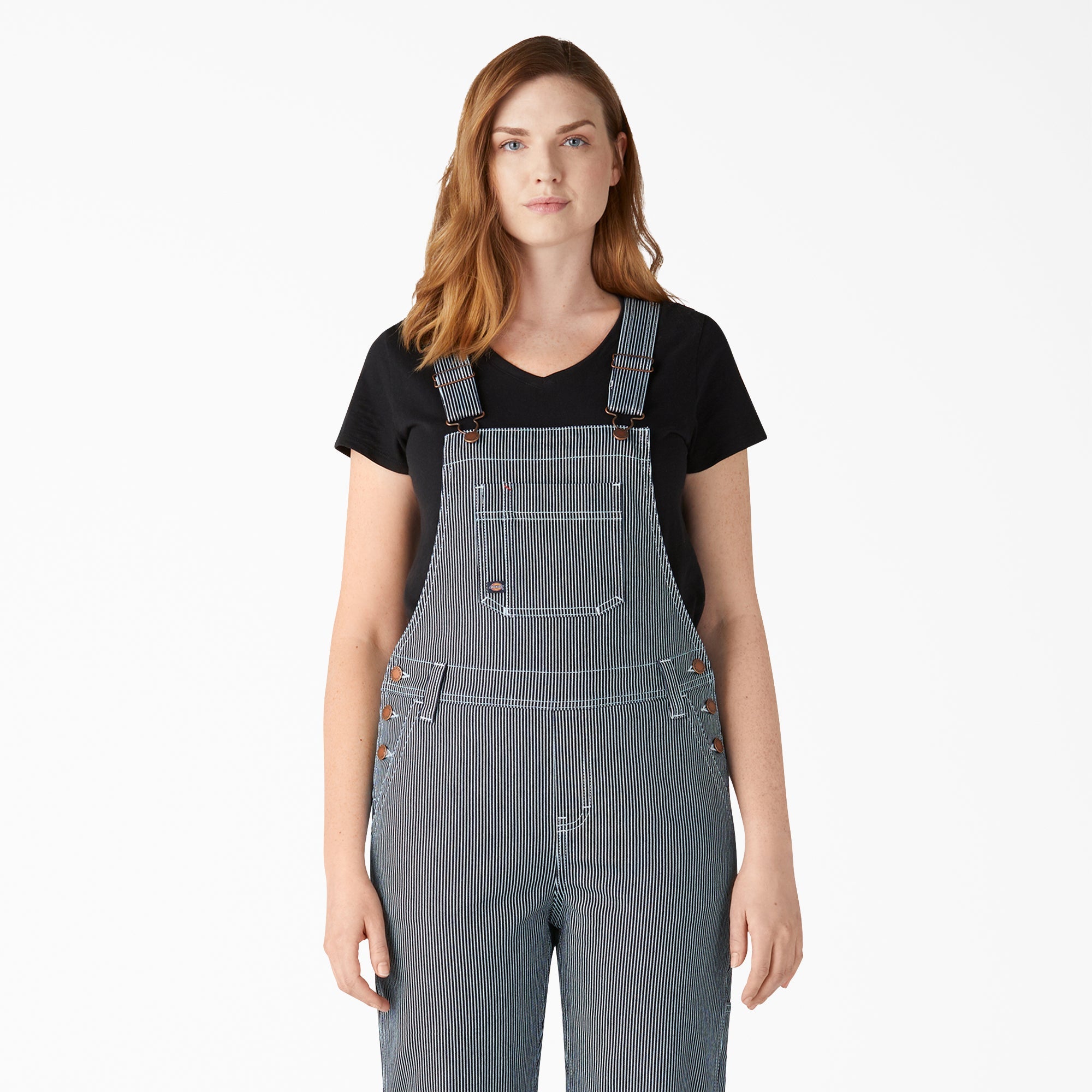 Women's Hickory Stripe Boyfriend Fit Bib Overalls