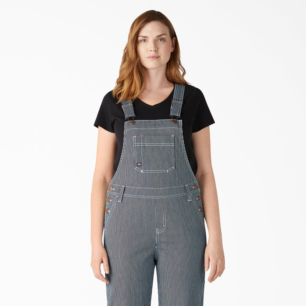 Women's Hickory Stripe Boyfriend Fit Bib Overalls