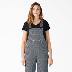 Women's Hickory Stripe Boyfriend Fit Bib Overalls