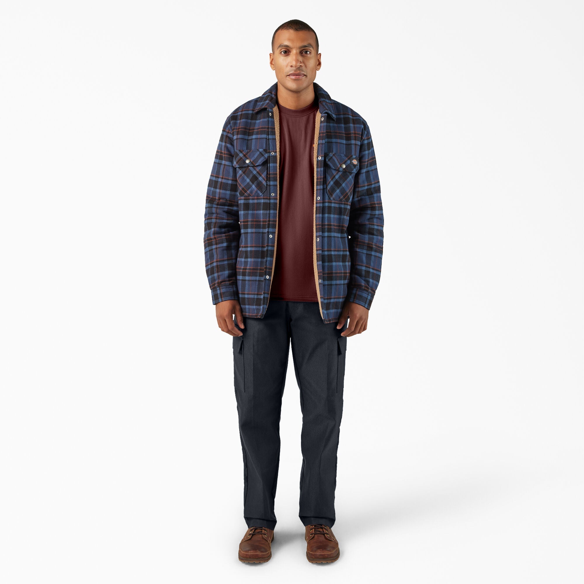 Water Repellent Fleece-Lined Flannel Shirt Jacket