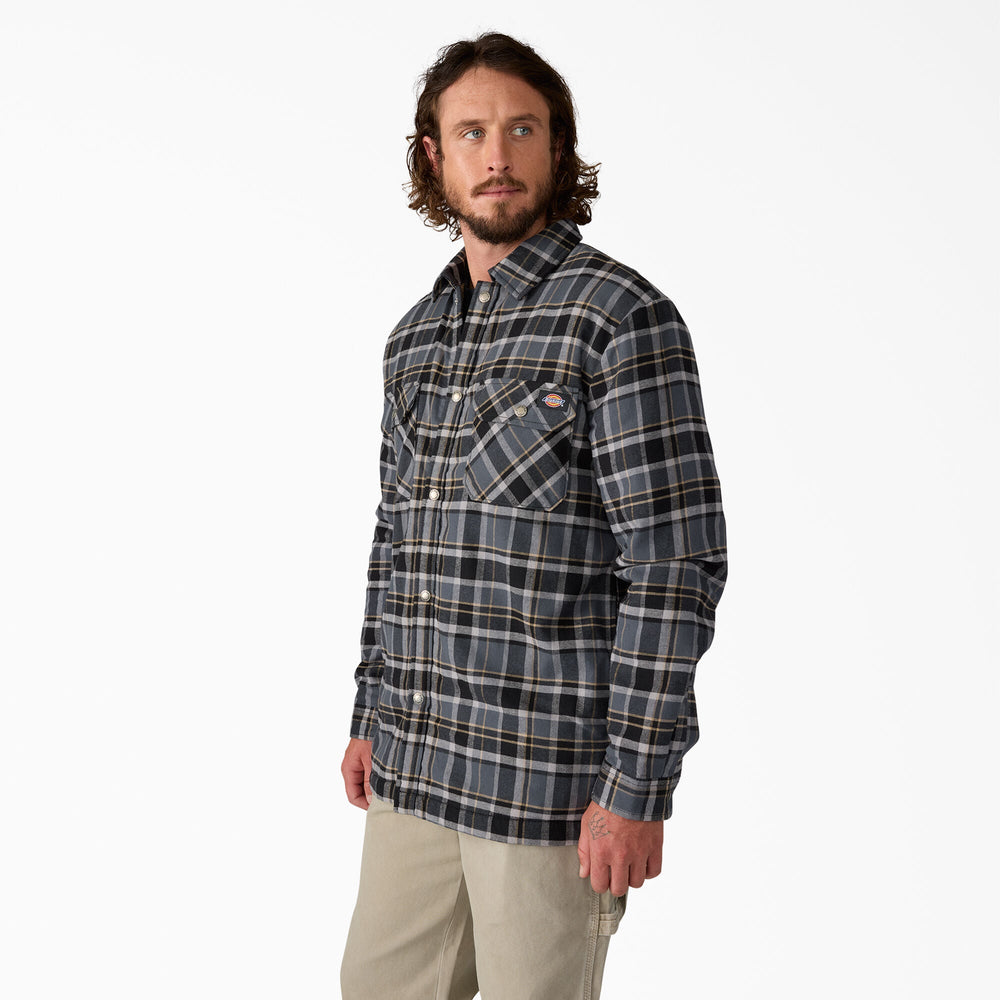 Water Repellent Fleece-Lined Flannel Shirt Jacket