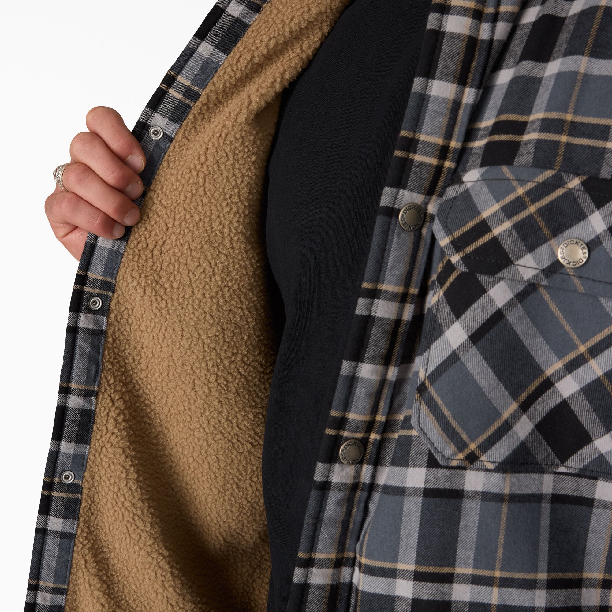 Water Repellent Fleece-Lined Flannel Shirt Jacket