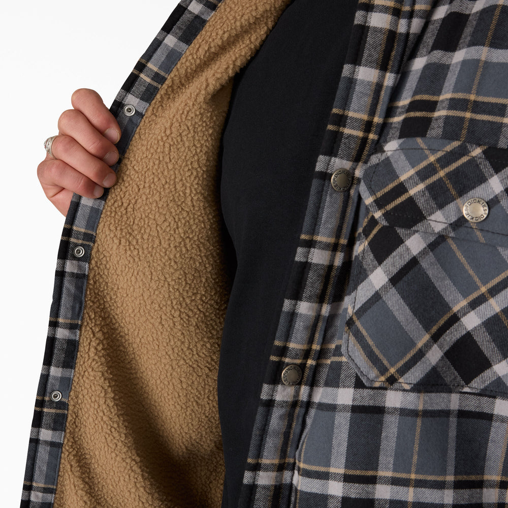 Water Repellent Fleece-Lined Flannel Shirt Jacket
