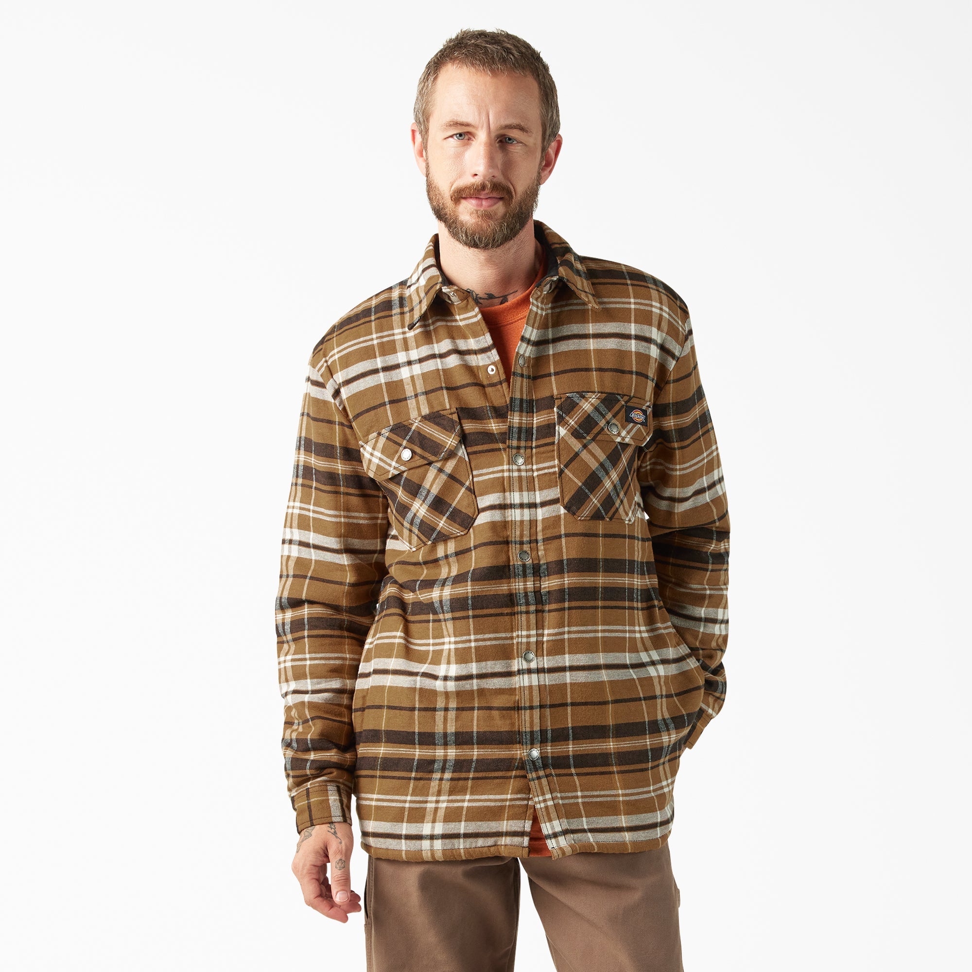 Water Repellent Fleece-Lined Flannel Shirt Jacket