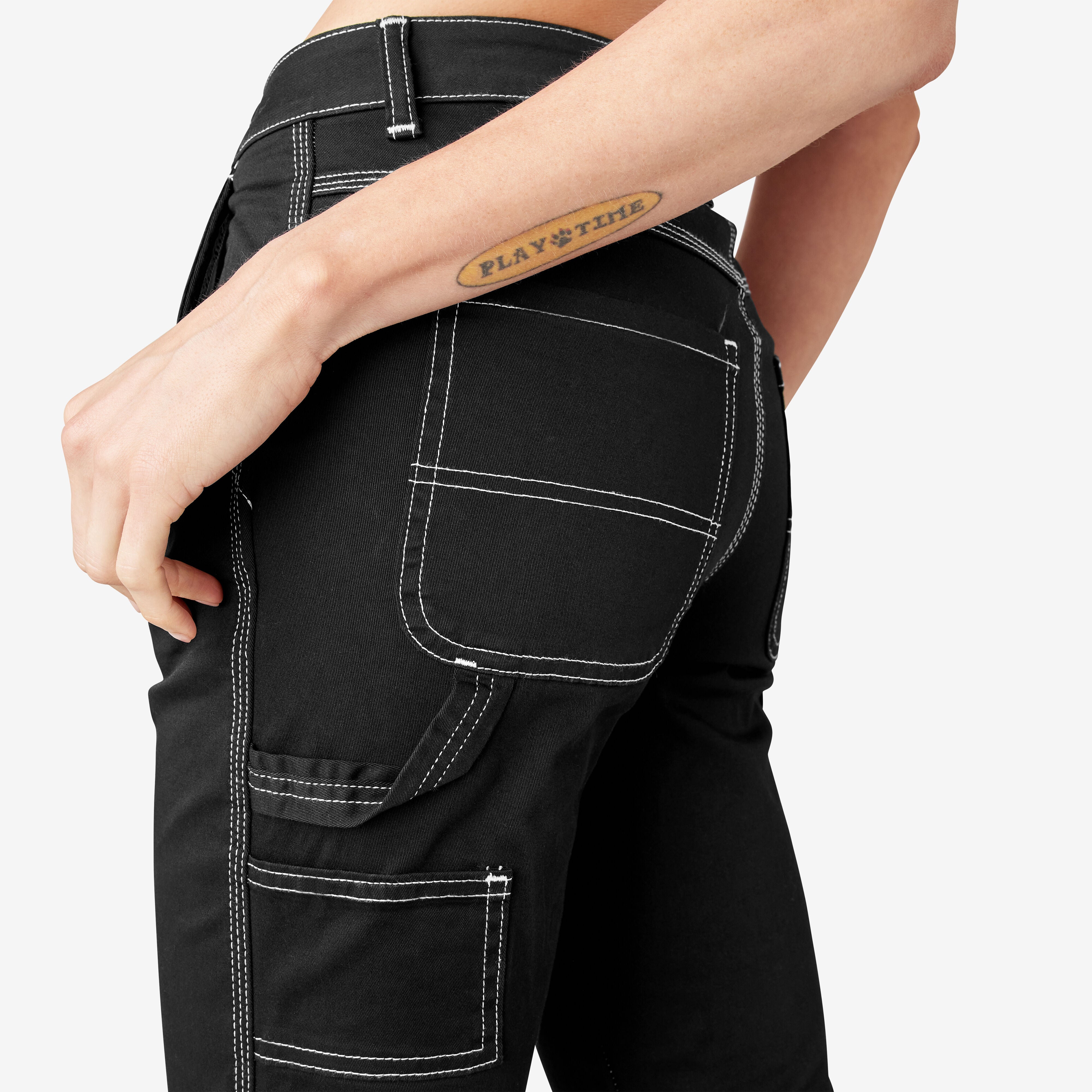 Women's Slim Straight Fit Roll Hem Carpenter Pants