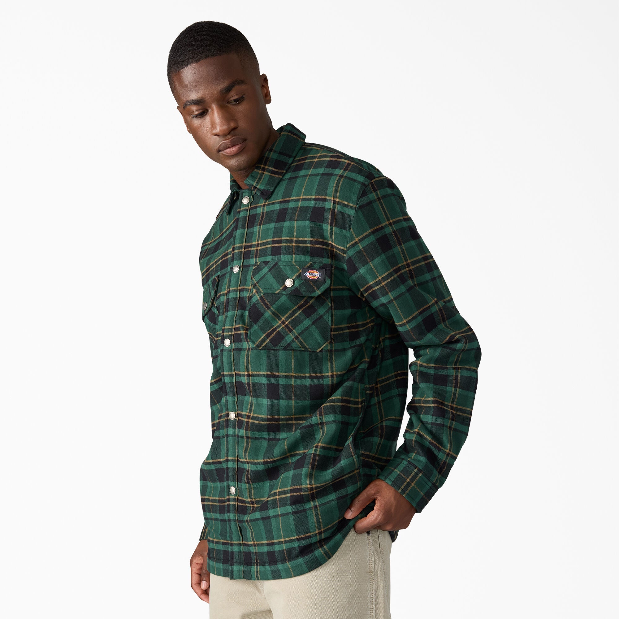 Water Repellent Fleece-Lined Flannel Shirt Jacket