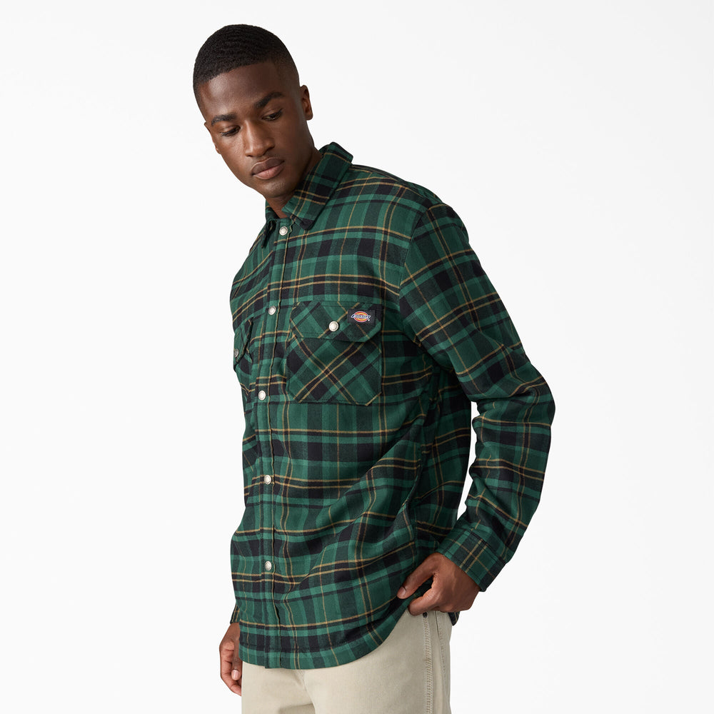 Water Repellent Fleece-Lined Flannel Shirt Jacket