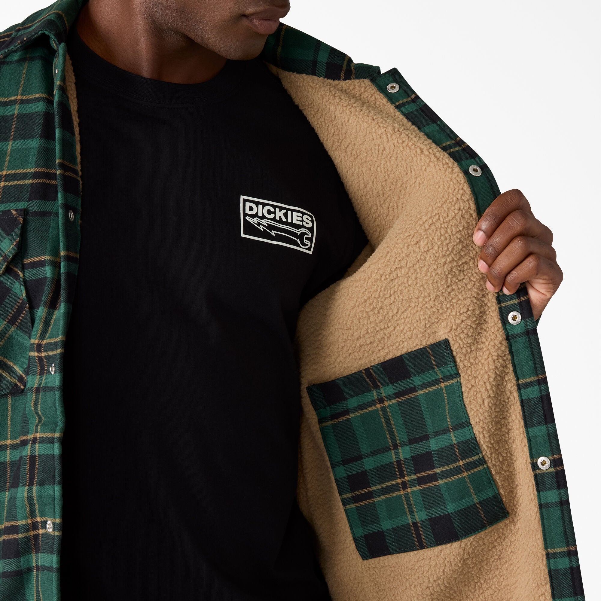 Water Repellent Fleece-Lined Flannel Shirt Jacket